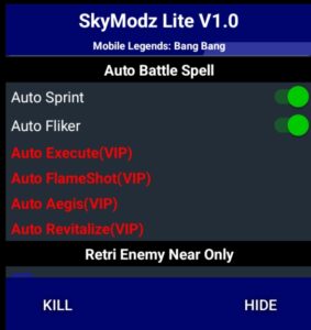 Sky Modz APK Lite version free cheats to inject in Mobile Legends: Bang Bang