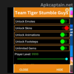 Team Tiger Stumble Guys 0.55.1 latest mod menu APK 2023 Download for Android.