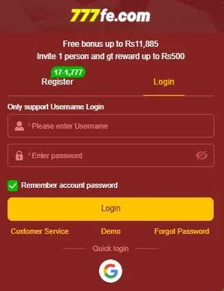 How to Login account on 777FE Game