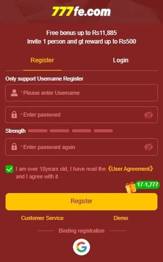 How to Register account on 777FE Game